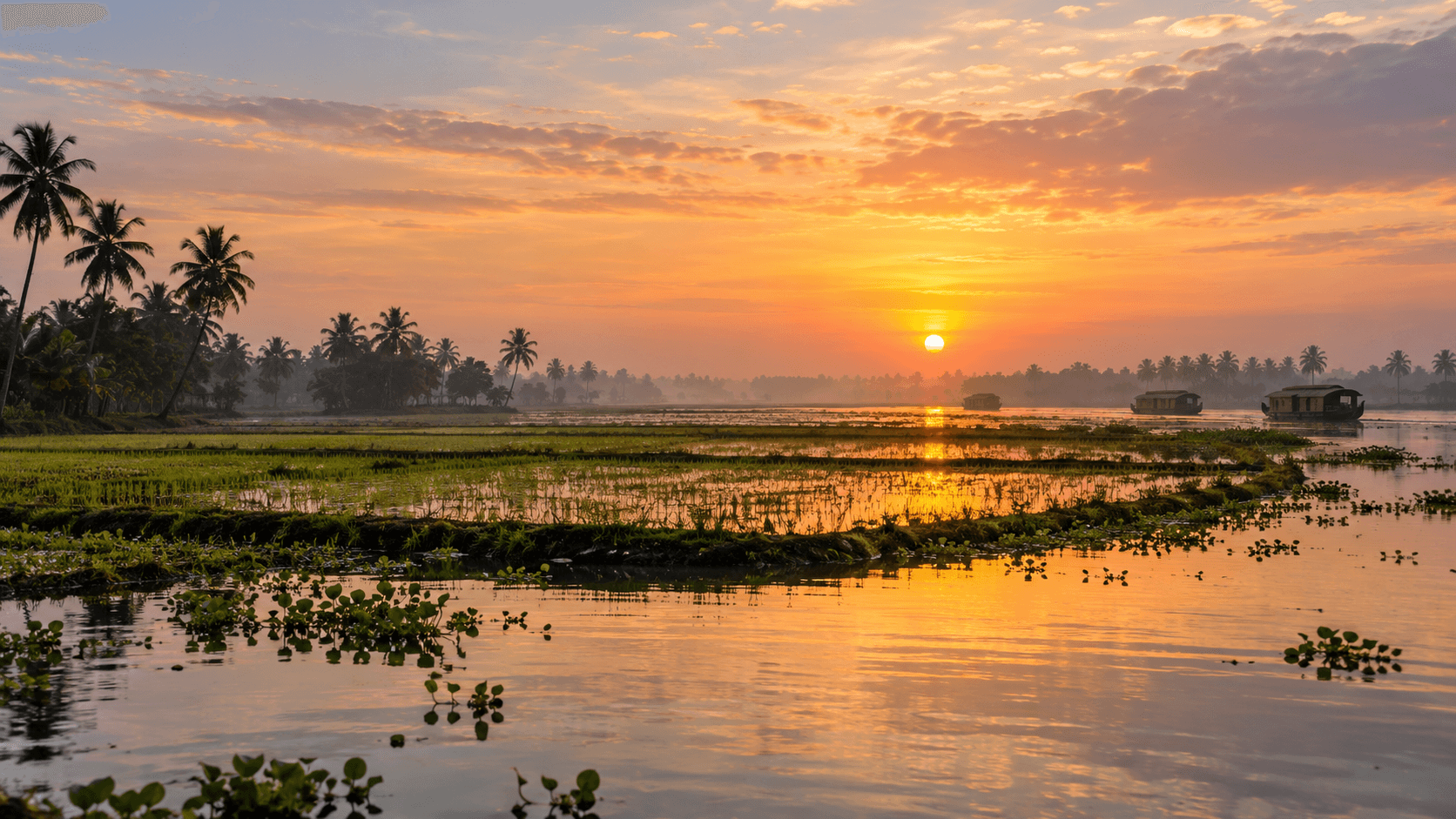 Kuttanad landscape at dawn